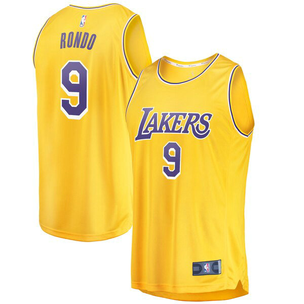 Maillot nba Los Angeles Lakers Icon Edition Homme Rajon Rondo 9 Jaune